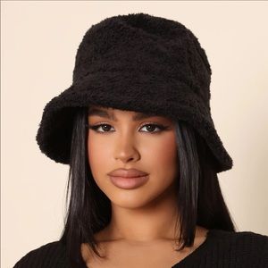 FASHION NOVA warm and fuzzy adjustable bucket cap black